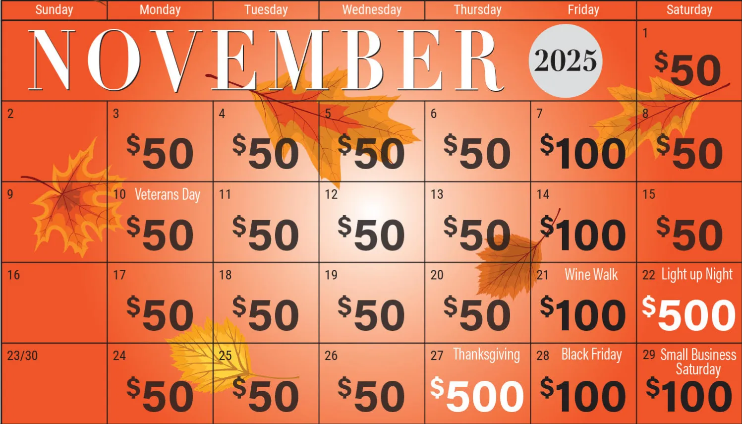 Windfall calendar only